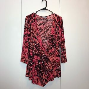 Jennifer Lopez Pink Leopard Print Wrap Top
